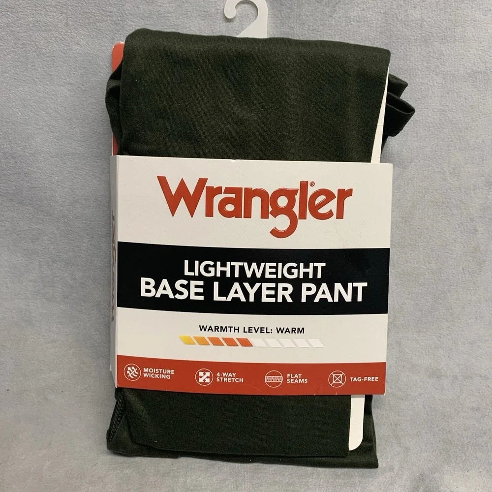 Wrangler Long Johns Mens S Green Lightweight Base Layer Thermal Pants Underwear